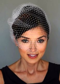 White Versatile Birdcage Wedding Bridal Veil Wear Multiple Ways 21