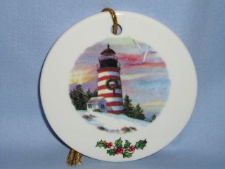 Lighthouse Christmas Tree Ornament Porcelain Decal RW