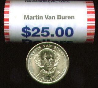 2008 D MINT BUncirculated MARTIN VAN BUREN $25 GOLD DOLLAR ROLL ~HEAD