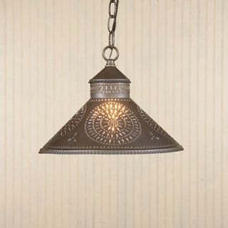Shade Light in Blackened Tin w Chisel Country Kitchen Lighting
