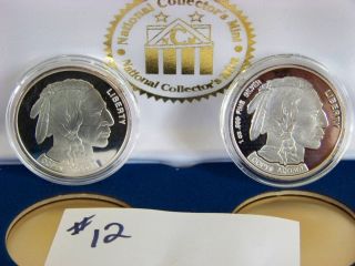 National Collectors Mint 2001 Indian Head Buffalo 2 Fine Silver coin