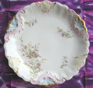 Large Antique Limoges Charger Plate Pink Blue France Price REDUCED
