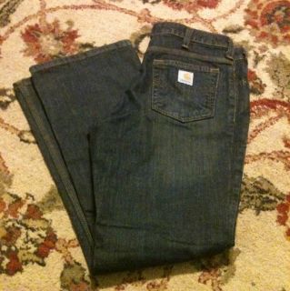 Carhartt Logo Traditional Fit 5 Pocket Blue Jeans Womens Sz 6x30