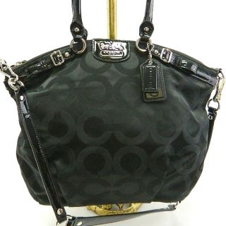 Madison Op Art Sateen Lindsey Black Handbag Purse $358 Sale G10