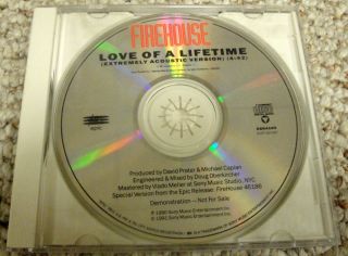 Firehouse Love of A Lifetime Acoustic 1991 RARE Promo CD Epic ESK 4103