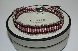 New Links of London Burgundy Purple Pink Friendship Bracelet 39 Silver