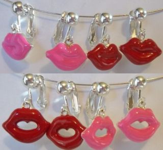 Pink Sexy Kiss Me Open Closed Lips Charm Earrings U Choose USA