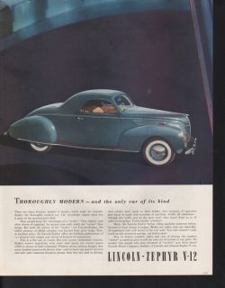 1938 Lincoln Zephyr V 12 Car Auto Motor Engine Luxury