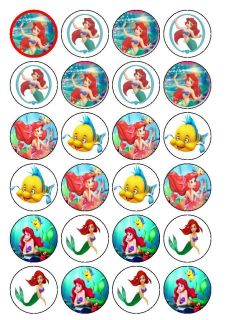 24 x Little Mermaid Ariel 1 5 Edible Cupcake Cake Toppers Decorations