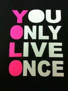 You Only Live Once YOLO Mens Black Neon Tshirt 