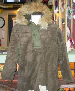 Vintage 1940s WWII US Army Pile Field Parka Fur Hood Jacket M