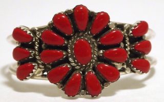 Navajo Coral Sterling Silver Baby Cuff Bracelet Lisa Williams