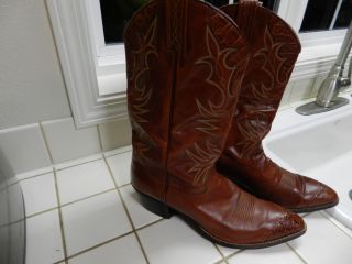 Vtg Dan Post Exotic Hornback Lizard and Leather Western Cowboy Boots