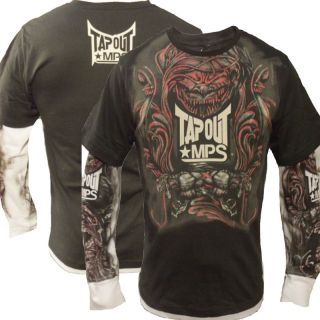 Mens Gargoyle MPS UFC MMA Cage Fighter Long Sleeve Tee Grey