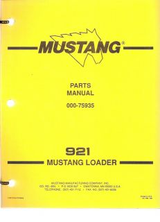 Mustang 921 Skid Steer Loader Parts Manual