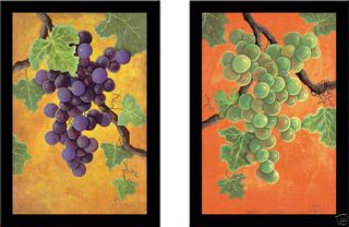 White Wine Grapes Fruit Art Framed Print Set Jennifer Lorton