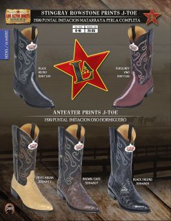 Los Altos J Toe Stingray Anteater Print Mens Western Cowboy Boot Diff