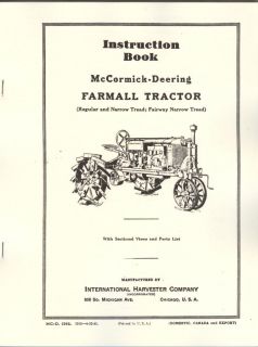 McCormick Deering Farmall Tractor Manual Regular IHC International