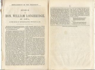 1868 Debate Loughridge Impeachment President Johnson Rare Globe