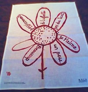 Louise Bourgeois Flower 2001 silkscreened 100 Linen Tea Towel 27x20