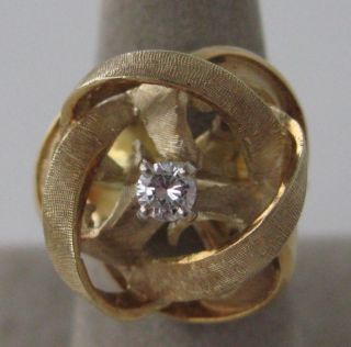 Vintage Florentine 14k Gold Diamond Love Knot Ring
