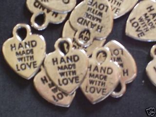 70   HAND MADE with LOVE CHARM +++ SILVER ++ Sewing