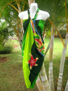 Sarong Green Koi Starfish Pareo Luau Cruise Wrap Dress