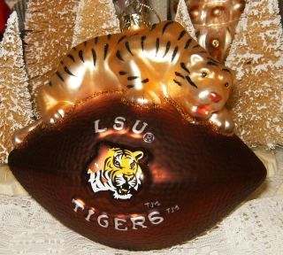 LSU Tigers Glass Football Christmas Ornaments Louisiana State