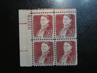 1293 Plate Block of 4 Mint Never Hinged VF 50 Cent Lucy Stone