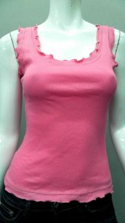 Lucy Love Junior S Cotton Tank Top Pink Ruffle Sleeveless Shirt Blouse