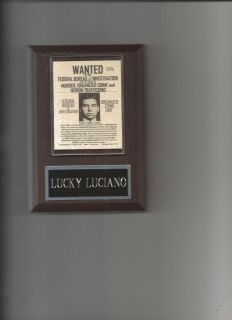 Lucky Luciano Plaque Mafia Mobster Gangster Organized Crime Mob RARE