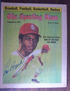 Lou Brock Autographed Sporting News January 4 1975