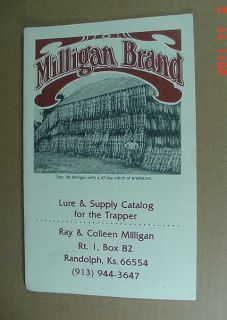 Milligan Brand Lure Supply Catalog for The Trapper Traps Lures