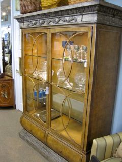 LOUIS XIV STYLE LIGHTED LARGE DISPLAY CABINET CASE BUFFET LILIAN