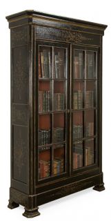 Louis Philippe style French Armoire Cabinet Bookcase Floral Painted by