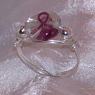 Lupus Fibromyalgia Awareness Bead Ring Clear Size 10