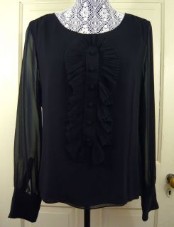 NWT J. CREW WOMENS 100% SILK LOULOU BLOUSE PLEATED BUTTON FRONT BLACK