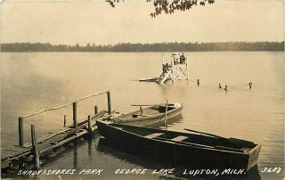 MI Lupton George Lake Shady Shores Park RPPC 1937 49134