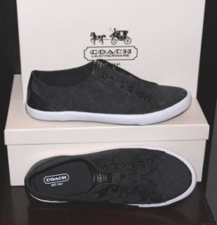 NEW Coach LUCEY Black Signature NO LACE Slip On Fashion Sneakers Shoes