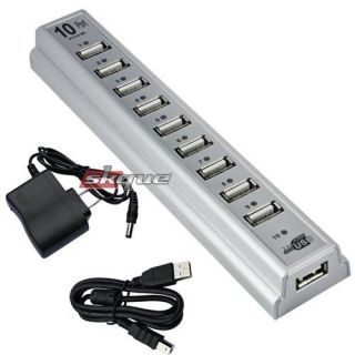 480MBps USB 2 0 HUB W Power Adapter High Speed For Laptop MAC Notebook