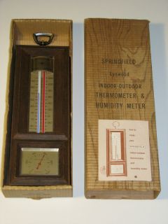 Vintage Springfield Lynwood Indoor Outdoor Thermometer Humidity Meter