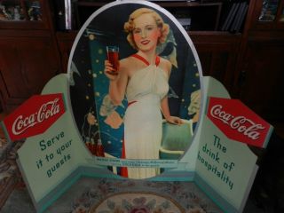 RARE Large Coca Cola Madge Evans Sign