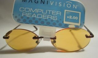 Magnivision Computer Reading Glasses 2 00 Oval Rimless