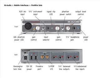 Audio Firewire Solo 6x4 24 bit 96kHz audio interface M Audio dealer