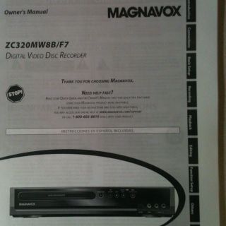 Magnavox DVD Recorder Owners Manual Only Model ZC320MW8B