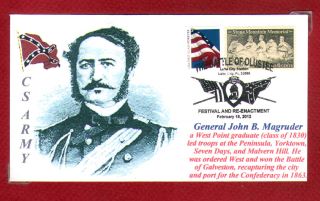 General John B Magruder Confederate Army Civil War Cacheted Portrait