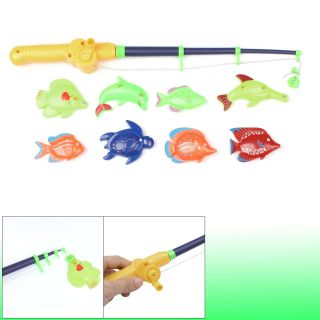 Plastic Tropical Fish Dolphin Magnetic Fishing Rod Toy 9 in 1