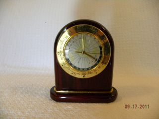 Mahogany Tabletop Clock with World Time Display