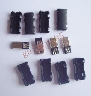 5pcs Straight Mini USB 5 Pin Male Plug Connector Socket Plastic