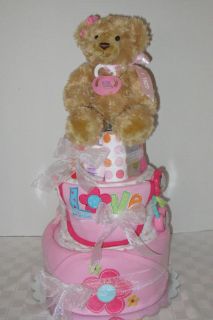 Baby Shower Diaper Cake, Infant Gift,Shower Centerpiece,Girl Baby Cake